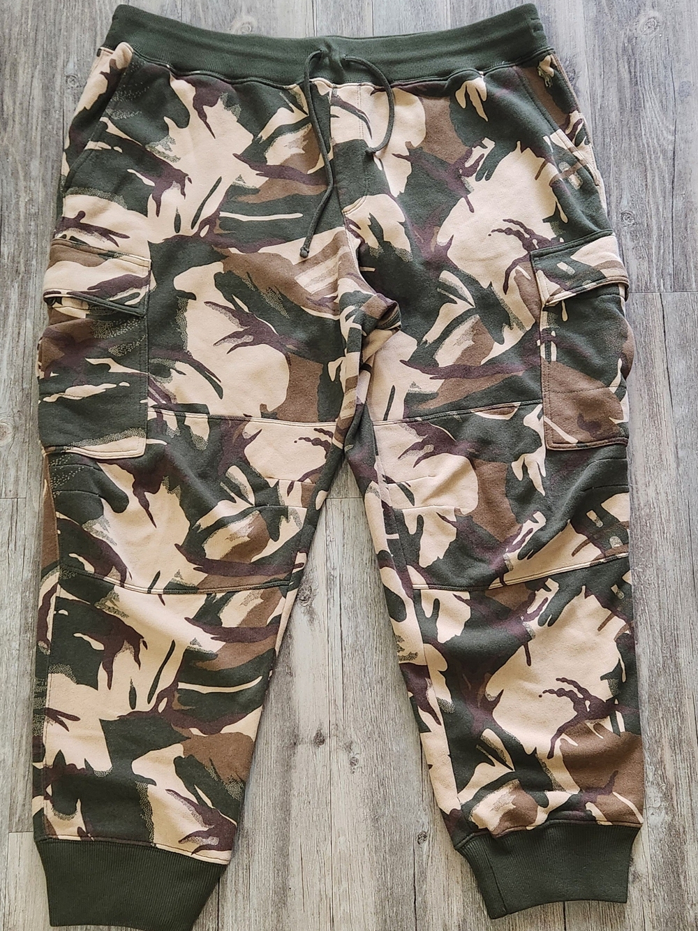 Womens Polo Ralph Lauren Camo Fleece Cargo Pants Joggers Sweatpants XL relaxed